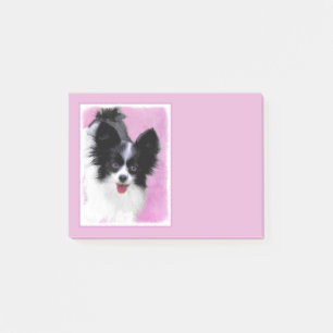 Papillon (White and Black) Painting - Dog Art Post-it Notes
