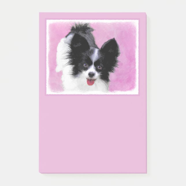 Papillon (White and Black) Painting - Dog Art Post-it Notes (Front)