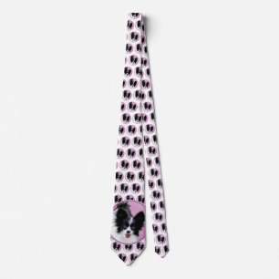 Papillon (White and Black) Painting - Dog Art Tie