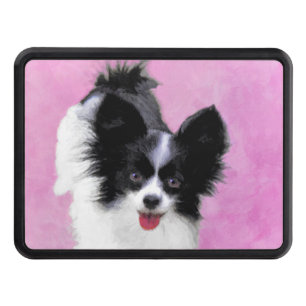 Papillon (White and Black) Painting - Dog Art Trailer Hitch Cover