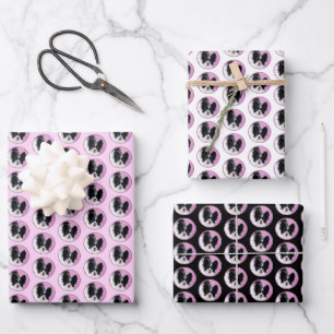 Papillon (White and Black) Painting - Dog Art Wrapping Paper Sheet