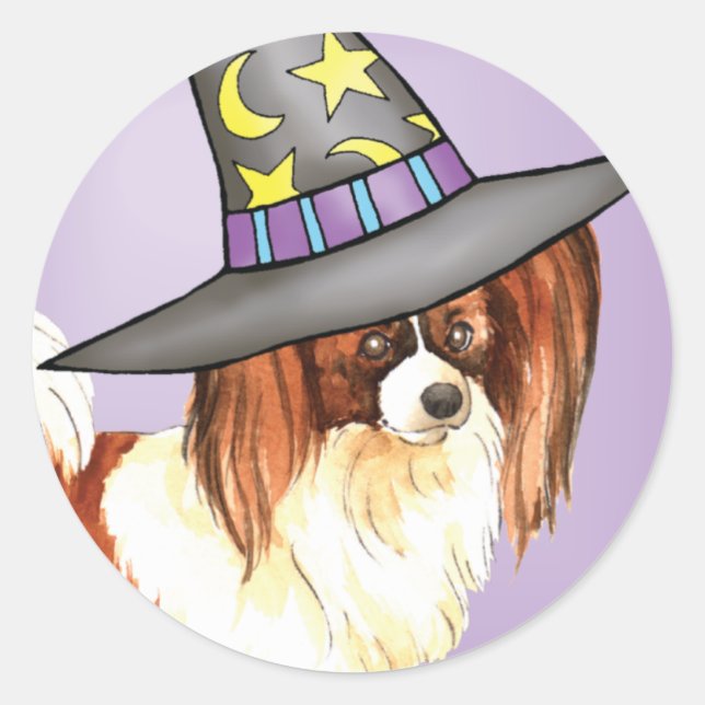 Papillon Witch Classic Round Sticker (Front)