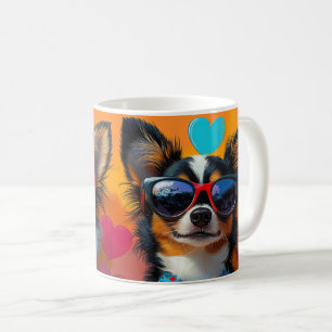Papillon with Heart Roses Valentine's Day Coffee Mug