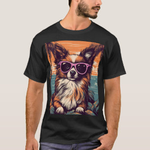 Papillon with Sunglasses at the beach T-Shirt