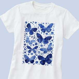 Papillons Aquarelle bleu T-shirt