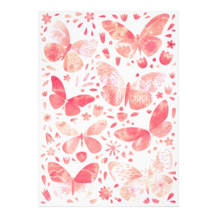 Papillons Aquarelle Coral rose Photo Imprimer