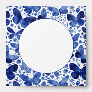 Papillons Aquarelle moderne Indigo Enveloppe bleue