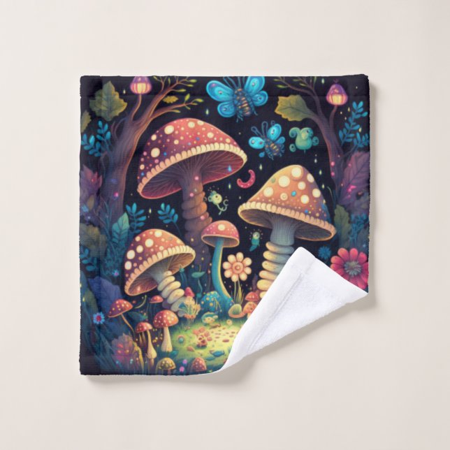 Papillons aux champignons magiques (Gant de toilette)