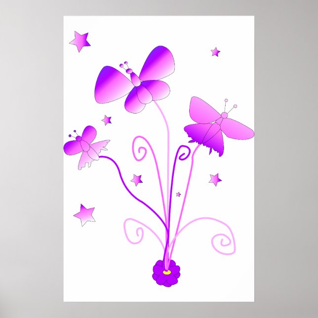 Papillons avec affiche de fleurs (Devant)