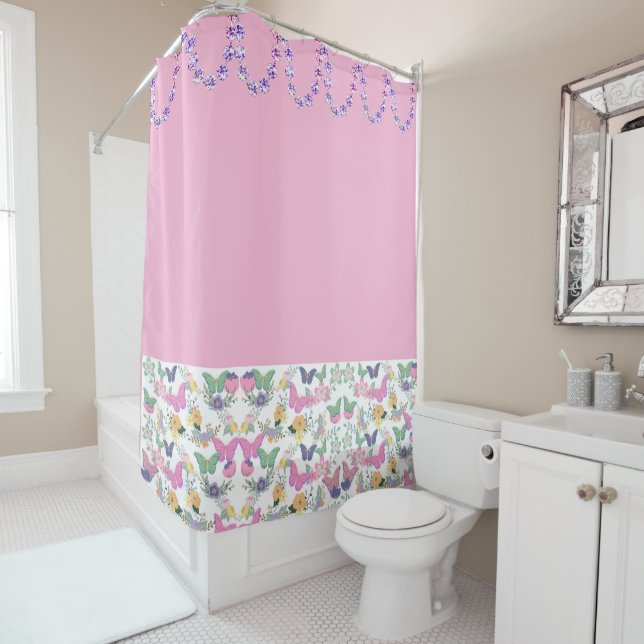 Papillons avec embellissement Douche rideau (En situation)