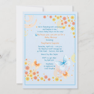 Papillons Baby shower bleu Invitation