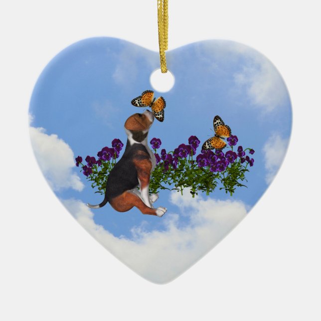 Papillons beagles Violettes Ornement de chien (Devant)