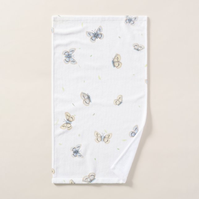 Papillons bleus et crème Charmante Faune des jardi (Serviette à main)