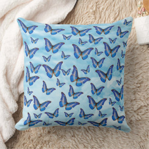 Papillons bleus Lancer oreiller
