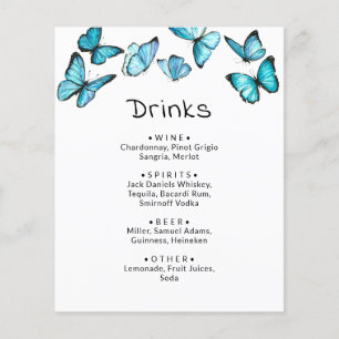 Papillons bleus. Menu mariage Whimsical Boissons
