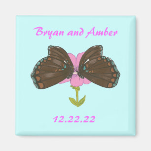 Papillons brun Enregistrer la date Mariage Aimants