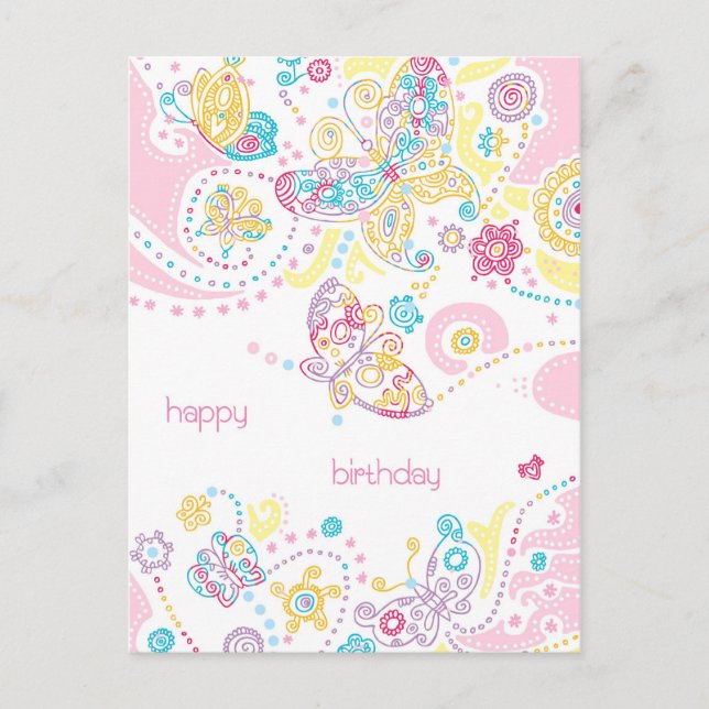 Papillons Carte postale Anniversaire (Devant)