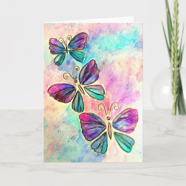 Papillons Carte Saint-Valentin avec texte personna (Devant)
