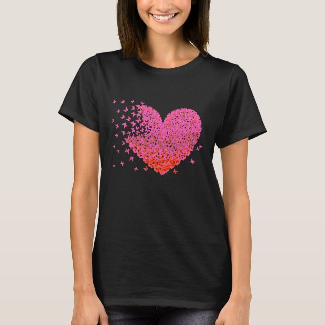 Papillons Coeur Pint Tshirt Coeur (Devant)