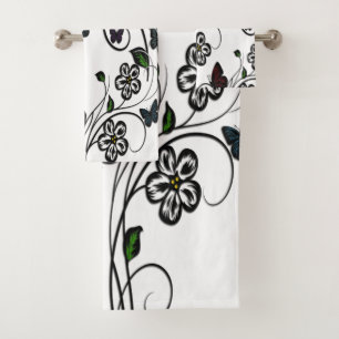 Papillons colorés sur Fleurs blanches