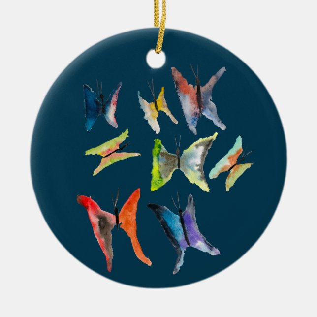 Papillons couleur aquarelle ornement céramique (Devant)