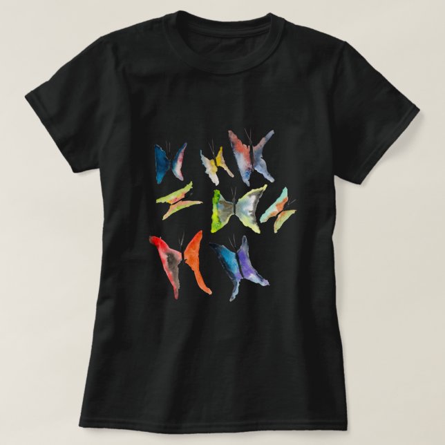 Papillons couleur aquarelle T-shirt (Design devant)