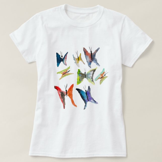 Papillons couleur aquarelle T-shirt (Design devant)