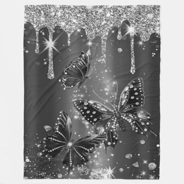 Papillons dans la couverture en polaire brillante  (Devant)
