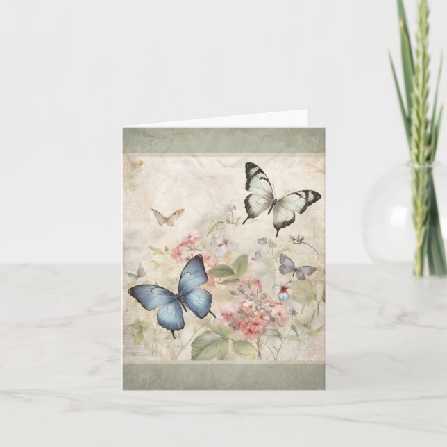 Papillons Dans Le Jardin Carte De Note À L'Aspect  (Devant)