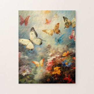 Papillons dans un puzzle de jardin