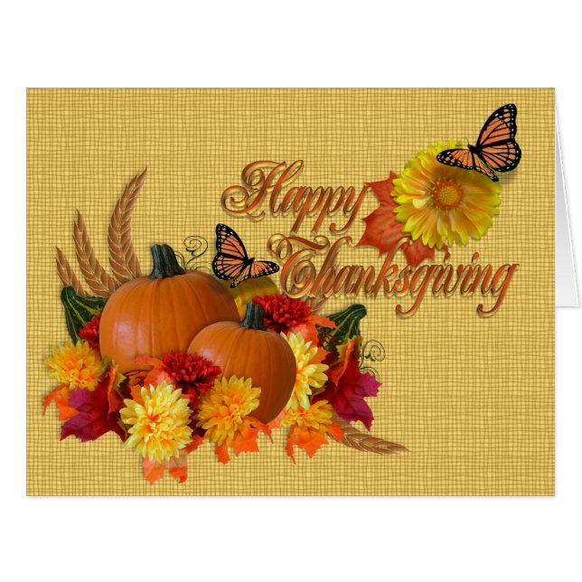 papillons de carte bon thanksgiving (Devant horizontal)