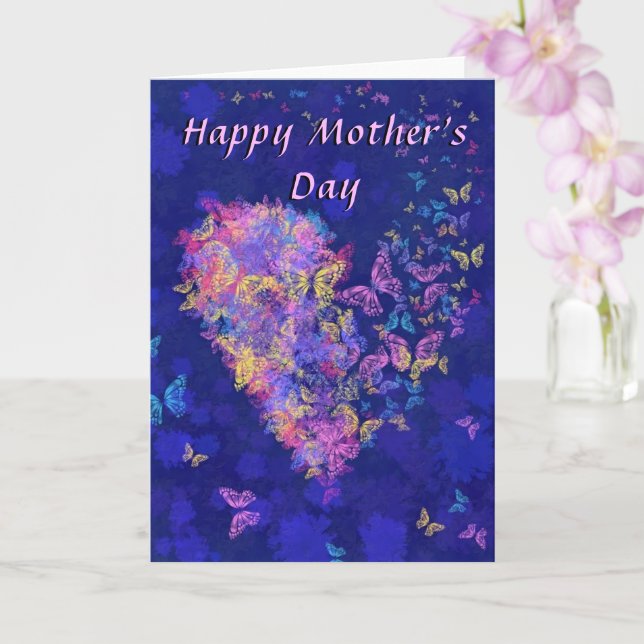 Papillons de coeur Carte de fête des mères (Orchidée)