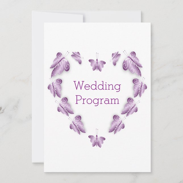 Papillons de couleur violet Programme de mariage d (Devant)