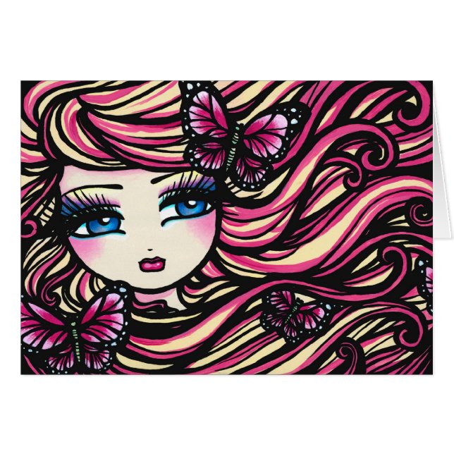 Papillons de fille de fée d'imaginaire de rose (Devant horizontal)