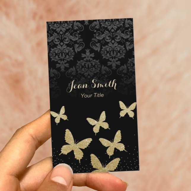 Papillons de luxe Gold Cartes de visite Damas fonc (Créateur téléchargé)