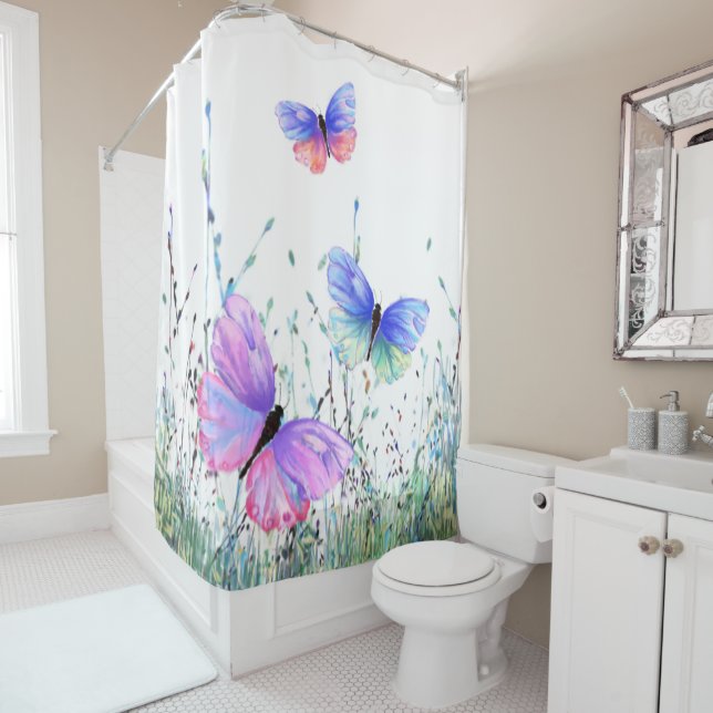 Papillons de printemps rideau de douche (En situation)