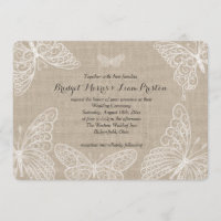 Papillons dentés sur Faire-part de mariage Burlap