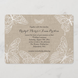 Papillons dentés sur Faire-part de mariage Burlap