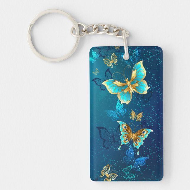 Papillons dorés sur fond bleu (Devant)