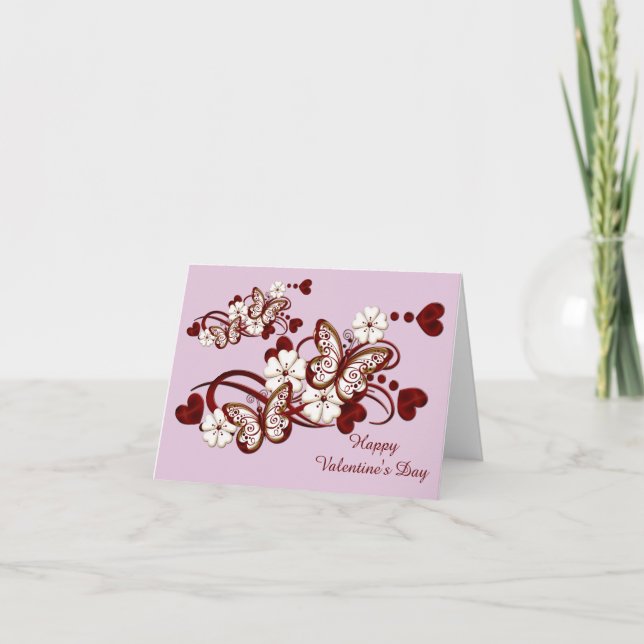 Papillons du coeur rouge Carte de la Saint-Valenti (Devant)