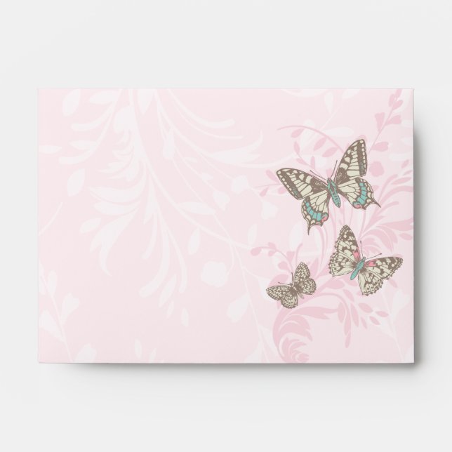 Papillons encrés rose mariage / enveloppe d'occasi (Devant)