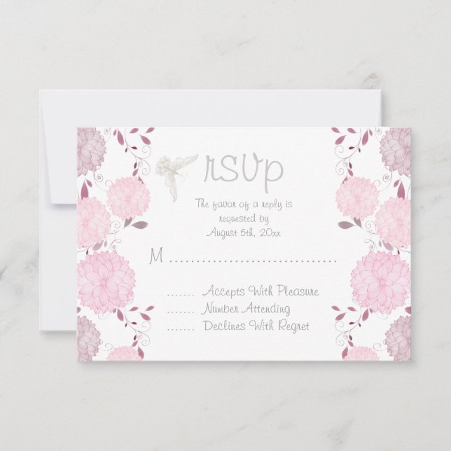Papillons et chrysanthèmes roses RSVP (Devant)
