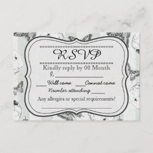 Papillons et crânes carte RSVP