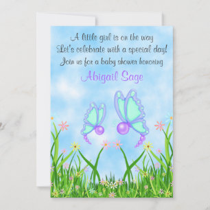 Papillons et fleurs Baby shower Invitation ~ Fille