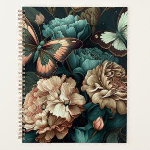 Papillons et fleurs design classique foncé