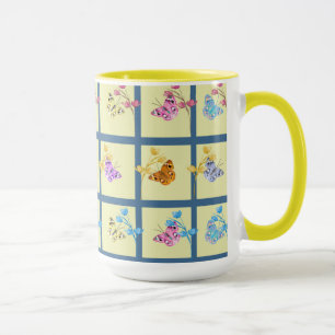 Papillons et fleurs gaies Mug