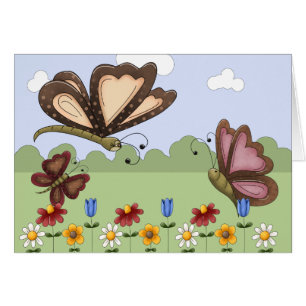 Papillons et fleurs mignonnes Folk Blank