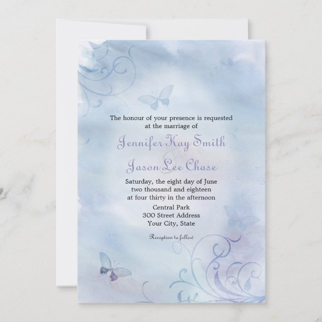 Papillons et remous épousant des invitations (Devant)