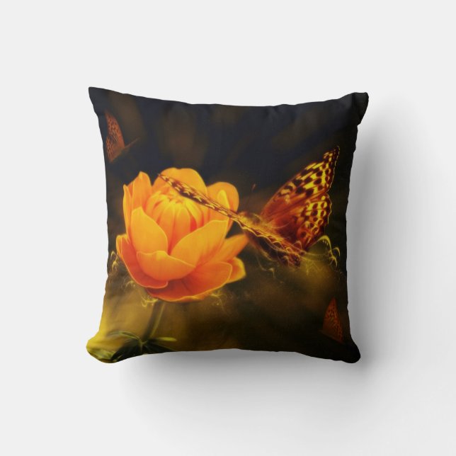 Papillons et Rose American Mojo Coussin (Recto)
