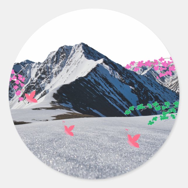 Papillons et Sticker Paysage de Montagne (Devant)